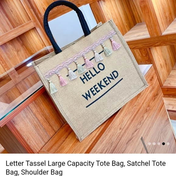 🟣 SALE Hello Weekend Tassel Handbag Large - Picture 1 of 3